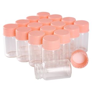 100 peças 7ml 22 * ​​40mm garrafas de vidro com bonés de plástico rosa frascos de espuma de perfume garrafa artesanato