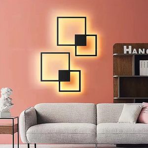 Square Wall Lamp LED Nordic Design Bedroom Living Room Wall Decoration Light Background DIY Simple Lighting Fixtures