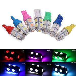 2 SZTUK T10 W5W 194 Żarówki LED 5050 9 SMD Car Ceramic Cerge Lights Lights Wnętrze Dome Light Truck Lampa Car Styling White 6000K