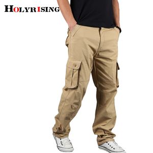 Calças de carga dos homens holyrising calças de algodão casuais multi bolso estilo militar calças táticas macho camo 90% algodão calça 18671 lj201007