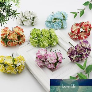 6 pcs Gift box Scrapbooking Mini Carnation Paper Artificial Flowers Bouquet For Wedding Decoration DIY Wreath Craft Fake Flower