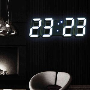 Led Digital Wall Clock Modern Design Watch Clocks 3D Living Room Decor Table Alarm Nightlight Luminous Desktop H1230