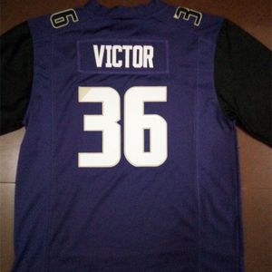 Män #36 Azeem Victor Black White eller Purple Washingtonn Huskies Alumni College Jersey eller anpassade något namn eller nummer Jersey