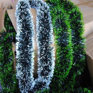 Noel dekorasyonları 200cm renkli dekorasyon çubuğu üstleri şerit çelenk ağaç süsleri beyaz koyu yeşil baston tinsel parti malzemeleri1