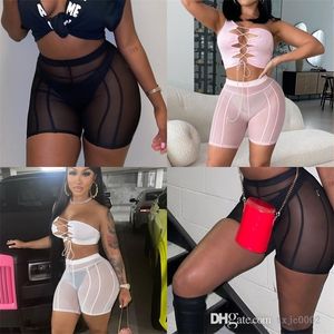 2022 Summer Women New Sexy Perspective Mesh High Waist Hip Lift Slim Sports Yogi Casual Spodnie