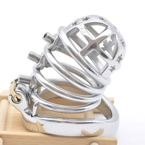 Male Chastity Device Metal Spiked Cock Cage Steel Bondage Sissy Sex Toys Bolted CBT BDSM Penis Rings Erect Denial Games