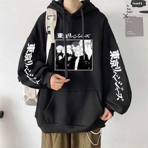 Japans Tokyo Revengers Mikey Creative Hoodie Män och Kvinnor Rollspel Anime Tryckt Sportkläder Bekväm Loose Pullover 220214