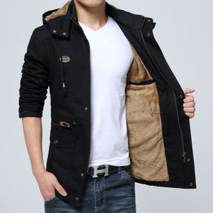 Sheepskin Parkas Coats Long Cotton Padded Kläder Zipper Closure Fur Hooded Jacket Mens Winter Coat