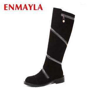Enmayla Cool Zipper Knight Boots Women Punk Rock Scarpe Woman Flats Knee High Boots1