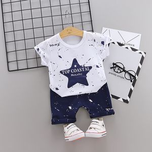 Yenidoğan Bebek Erkek Giyim Toddler T-shirt + Pantolon 2 adet Set Yıldız Kıyafet Bebek Yaz Rahat Giyim Çocuk Kostüm Çocuk