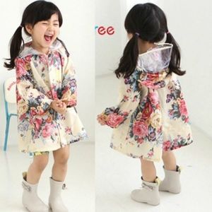 소녀 아이들이 사랑스러운 꽃 방수 Poncho 코트 키즈 아기 밴드 레인 자켓 201106을 착용