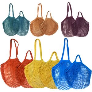 Shopping Bags Mesh Net Handbags Shopper Tote Vegetable Fruits Grocery BagsString Reusable Storage BagsOrganizer 100pcs T1I3093