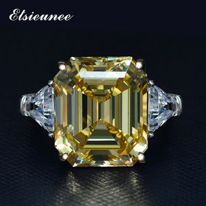 ELSIEUNEE 100% 925 Sterling Silver Creato Moissanite Citrine Gemstone Cocktail Party Wedding Bands Anelli per le donne all'ingrosso B1205