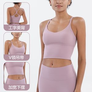 Kvinnors tankar Camis Lululem Yoga Sports Bh Tank Tops Running Kläder Kvinnor Underkläder Sexig liten Sling vadderad Vest Shirt Match för Leggins Womens trosor