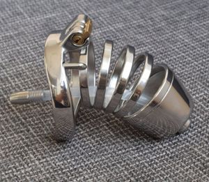 Dispositivo de gaiola de cinto de castidade de aço inoxidável masculino com cateter uretrálico anel de espio BDSM brinquedos sexuais 84a