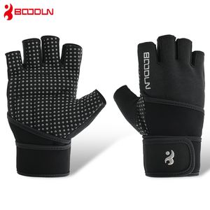 Boodun Men Women Gym Gloves Crossfit Fitness Gloves Extend Wristband Bodybuilding Barbell Dumbbell Weight Lifting Gym Equipment Q0107