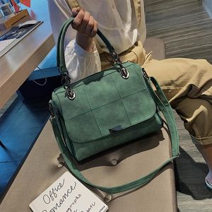 Kvinnor handväska skrubba kvinnliga axelväskor stor kapacitet matcha grön PU läder dam totes väska för resor handväskor