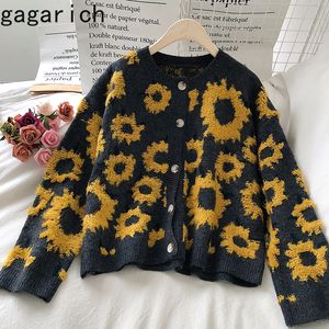 Gagarich Kvinnor Sticka Tröja Långärmad 2020 Ny Vinter Höst Koreansk stil Casual O-Neck Floral Sweet Cardigans Fashion LJ201113