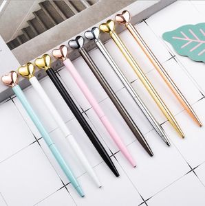 BallPoint Pennor Fashion Color Heart Shape Ballpois Creative Metal Ballpoint Penna Skriva Tillbehör Reklam Anpassa Business Gifts XTL450