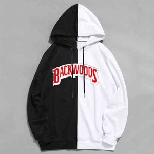 Hip hop adam hoodies erkekler ince bölüm yeni marka spor moda backwoods baskı hoodies kazak eşofman hoodie tişörtü H1227