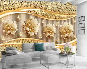 Klasik 3D Duvar Kağıdı Lüks Elmas 3D Çiçek Duvar Kağıdı Oturma Odası Yatak Odası Wallcovering HD Atmosferik Duvar Kağıdı