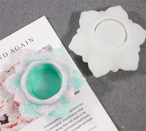 Candeliere Scatola di immagazzinaggio di loto Stampi Fai da te Cristallo bianco Resina epossidica Forma di fiore Stampo in silicone Nuovo arrivo 10 5jx J2