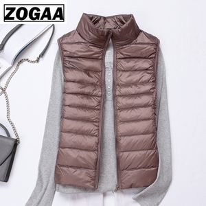 Zogaa Outono New Thick Women sem mangas colete jaqueta cintura casaco de inverno casual algodão quente acolchoado coletes de colete 201031