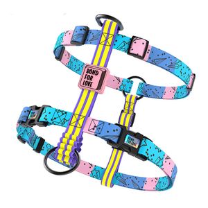 Cão impresso PET Harness Cão Colar Colar Pet Ajustável Colete 4 Tamanho S M L XL para pequenos cães grandes Cães grandes Shepard 201104