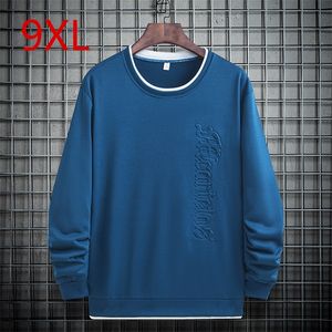 Plus Size 9XL 8XL 7XL 6XL XXXXXL Oversize Men's Sweatshirt Color Block Round Neck Trend Youth Loose Pullover Top Men 220215