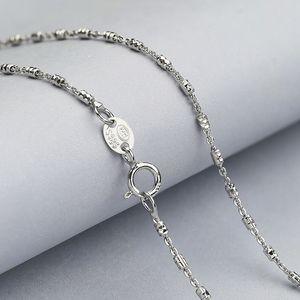 Solidne 925 Sterling Silver Łańcuch Naszyjnik 40 CM / 45 CM Długość Biały Złoty Kolor Pretty Srebrny Łańcuch Doskóra Biżuteria Q0531