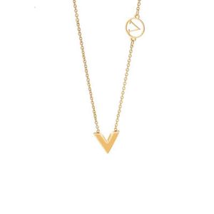 Klassisk designer Famous Brand V Letter Pendant Halsband för kvinnor Rostfritt stål Kvinna Halsband Lyxiga smycken Kvinnliga örhängen