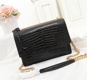 Timsah desen omuz çantası kadın messenger çantaları vintage bayanlar crossbody el çantası kadın tote gün batımı kırmızı gri siyah pembe boyut 22cm 442906