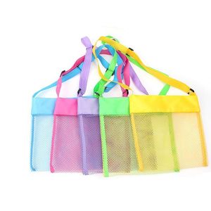Summer Beach Storage Mesh Bag For Kids Children Shell Toys Net Organizer Tote sand away Portable adjustable Cross Shoulde