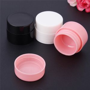 Vit Svart Rosa Liten Round Cream Bottle 5g Jars Pot Container Tom Kosmetisk Plast Provbehållare För Nail Art Storage