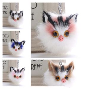 Faux Rabbit Fox Fur Keychain Cute Pom Poms Eagles Owl Party Keychains Bag Charms Car Key Chain Holder Promotional Gifts WQ638-WLL