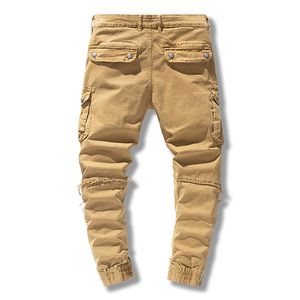 6 Kieszenie Dżinsowe Spodnie Cargo Mężczyźni Jogger Tactical Wojskowy Casual Pant Men Odzież 2021 Wiosna F1210