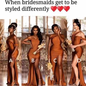 Nigerian Elegant Mermaid Bridesmaid Dresses Off Shoulder Neck Maid of Honor Gowns Wedding Guest Evening Prom Wear BM0924251G