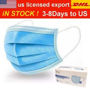 Dias enorme estoque! DHL / UPS Livre 3-8 para nós / UK / UE 50 Pçs descartáveis ​​máscaras faciais espessas máscaras de 3 camadas com erros de sombrios para salão, uso doméstico confortável