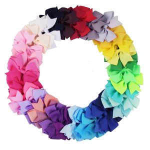 100pcs/lot Grosgrain Ribbon Hair Bow with Clip Girls Boutique Bow Hair Clip Hairpin Head Wear Kids Hair Accessories