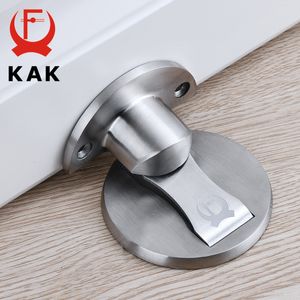 KAK Magnetic Door Stops 304 Stainless Steel Door Stopper Hidden Door Holders Catch Floor Nail-free Doorstop Furniture Hardware 201013