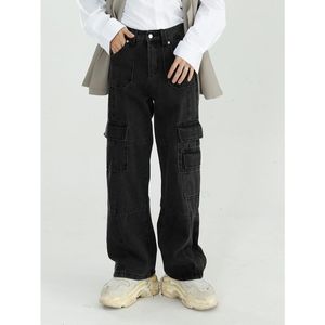 Jeans da uomo Uomo 2021 Pantaloni a gamba larga lavati vintage autunno Pantaloni cargo larghi in denim streetwear