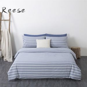 Washed Cotton Cool Bedding Set Knitting Home Textile Solid Color Comforter Cover Flat / Fitted Sheet King Queen Twin Full Size 201021