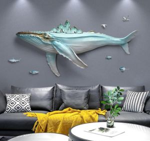 3d whale vardagsrum soffa bakgrund dekorativa föremål hängsmål modern enkel restaurang barn rum vägg hängande