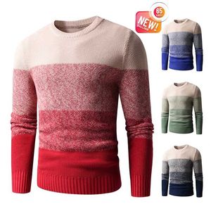 Män Autumn Classic 100% Cotton Warm Thick Thick Crewneck Sweaters Pullovers Coat Men Winter Casual Vintage Soft Sweater Men 220108