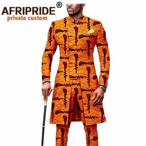 Men`s Suit African Clothing Dashiki Printed Jacket and Ankara Pants 2 Piece Set Dress Outwear for Wedding A054 211220