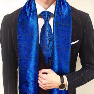 Schals Mode Männer Krawatte Blau Jacquard Paisley 100% Seide Set Herbst Winter Warme Casual Business Anzug Hemd Schal Barry.Wang1