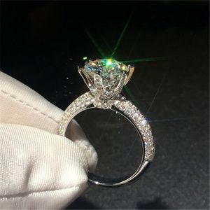 Solitario 1ct Diamond Ring 100% Real 925 gioielli in argento sterling Fidanzamento Fedi nuziali Anelli per le donne Accessorio per feste nuziali Y1124