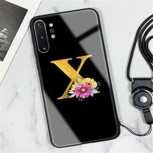 Customized 9H Tempered Glass Hard Back Cases 26 letters For samsung A20 A50 12pro max Phone Cover Case Explosion-Proof