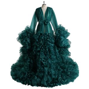 Big Ruffles Vestidos de Noite 2021 Sexy Maternidade Photoshoot Feito Personalizado Manga Longa Vestidos de Prom Vestidos Borgonha Mulheres Plus Size