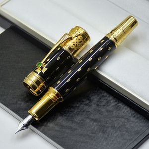 Limited edition Elizabeth Fountain pen Black Golden Silver engrave with Diamond inlay Cap Business office supplies Writing Smooth ink Pens 0686 4810